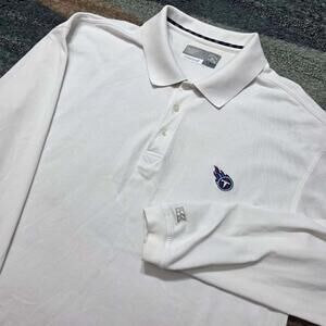 Cutter & Buck Tennessee Titans XL White Long Sleeve Polo Shirt CB DryTec NFL